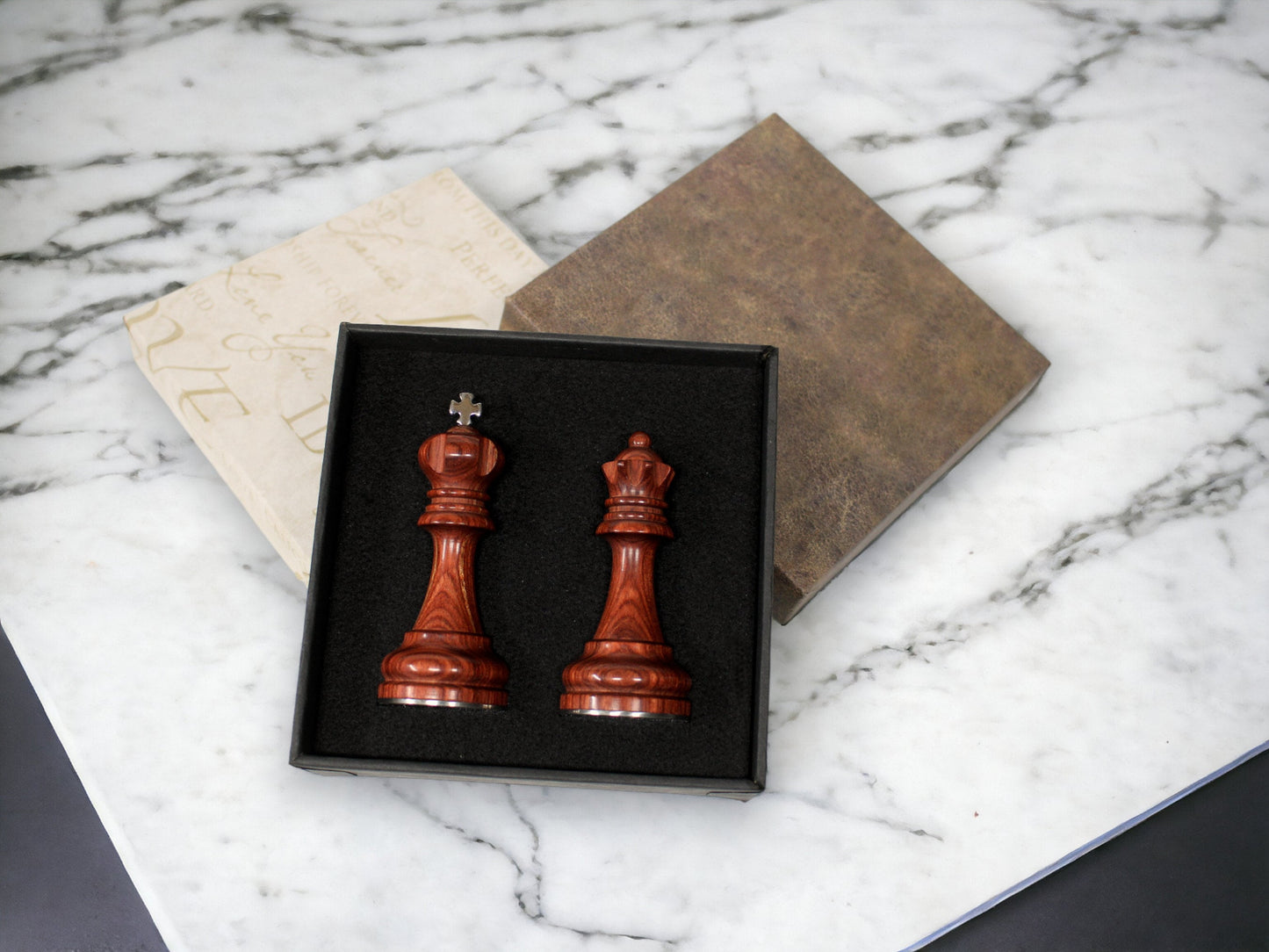 King and Queen Chess Piece Keepsake Set – Handcrafted in the USA