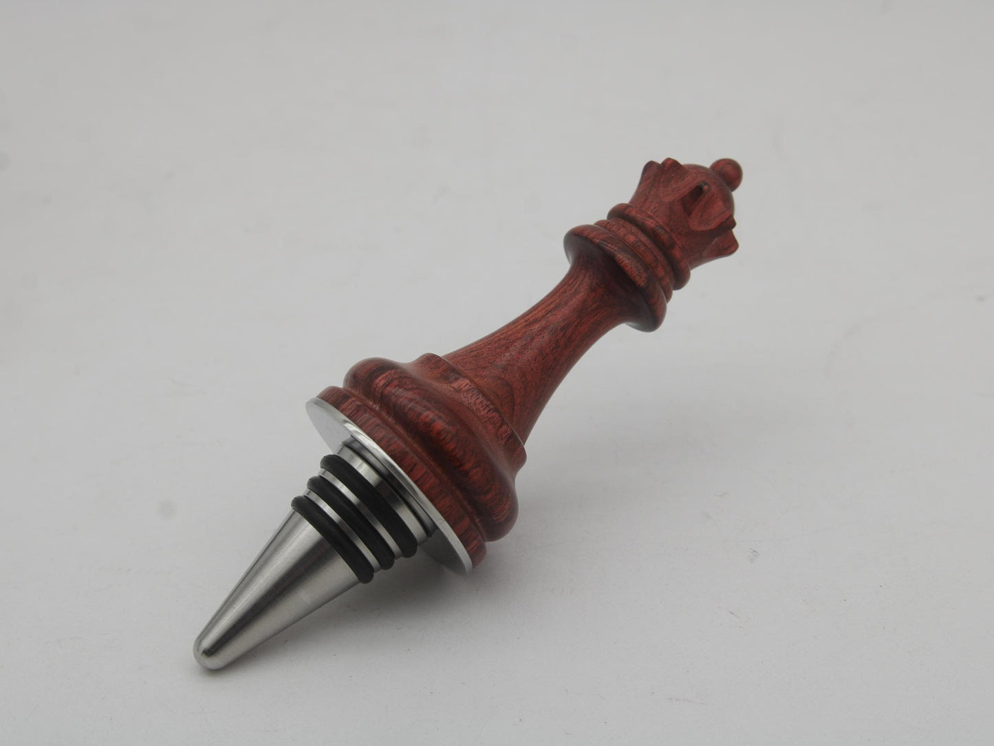 King or Queen Chess Piece Bottle Stopper | Handcrafted from Rosewood & Charcoal Dymalux | Elegant Wine Accessory Gift