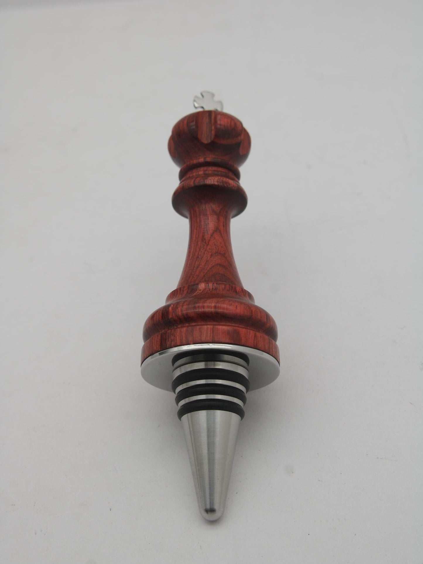 King or Queen Chess Piece Bottle Stopper | Handcrafted from Rosewood & Charcoal Dymalux | Elegant Wine Accessory Gift